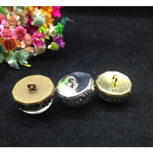 5sets/lot15mm Half glass globe Round Glass Cover Vial bottle Pendant crown base DIY Jewelry Fashion Ahead glass ball necklace