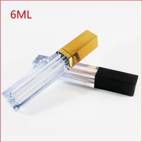 6ML Clear Plastic Mini Lip Gloss Tube Empty Lip Balm Containers With Black/ Gold Lid for Lipstick Samples