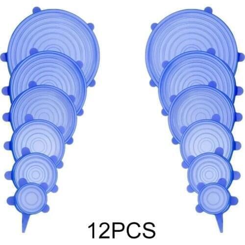 6Pcs 12Pcs Silicone Stretch Lids Universal Lid Silicone Bowl Pot Lid Silicone Cover Pan Cooking Food Fresh Cover Microwave Cover