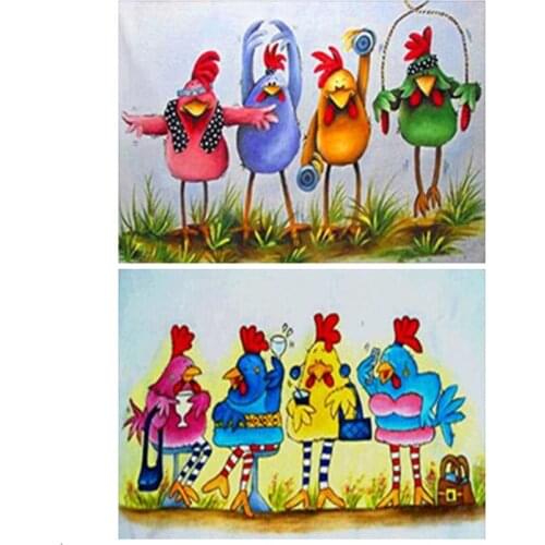 5D DIY Diamonds painting Animal Four lovely chickens Diamond Embroidery Full Square Cross Stitch Mosaic Home Decor Gift GJ30