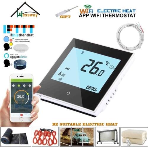 95-240VAC 16A Dual sensor on/off electric heating wifi wireless heating thermostat control for White,Black Optional