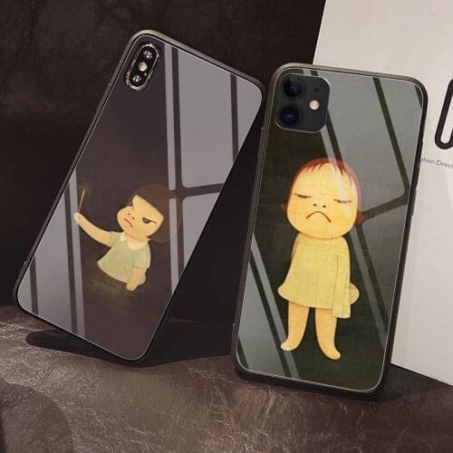 Art Cartoon Cute Yoshitomo Nara Phone Case Tempered Glass For iPhone 12 Pro Max Mini 11 Pro XR XS MAX 8 X 7 6S 6 Plus SE case