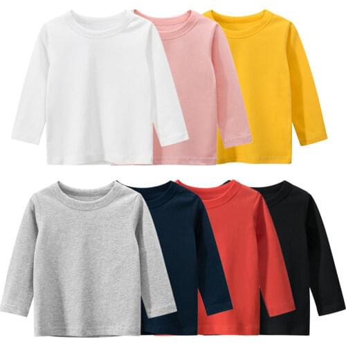 100% Cotton Long Sleeves Kids T Shirt Boys Girls Toddler Infant Baby Clothing Casual T-Shirts Tops Tees Shirt Child Clothes