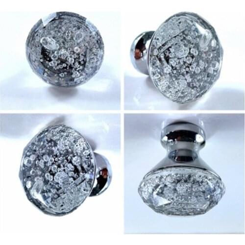 Dia 30mm modern simple Transparent bubble crystal chrome drawer shoe cabinet tv cabinet cupboard knob pull handle