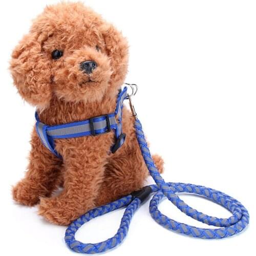 Night safety Strong Reflective Dog Leash Collar Pet Leads Belt Adjustable Traction Rope Walking Fluorescence Harness Chest Strap
