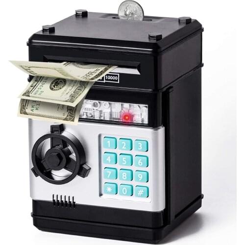 Electronic Piggy Bank ATM Password Money Box Cash Coins Saving Box ATM Bank Safe Box Automatic Deposit Banknote Christmas Gift