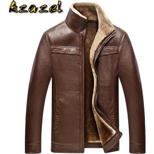 European and American Style Mens Fur Leather Jackets Big and Tall Men Winter Business Leather Jacket Overcoats Winter Warm C171