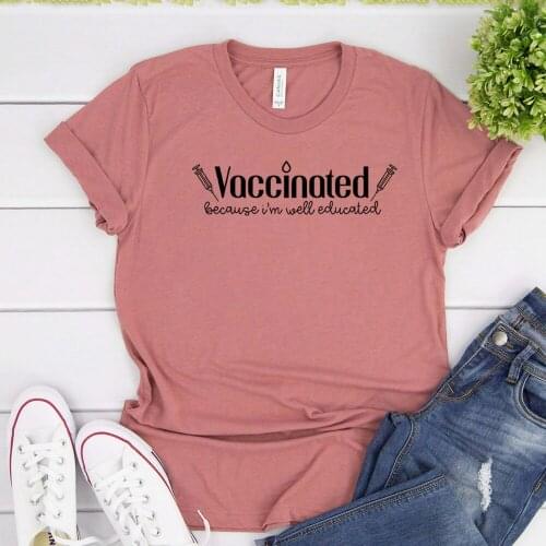 Vaccinated Because I'm Not Stupid T Shirt Vaccinated Unisex T-Shirt Quarantined Shirt Short Sleeve Casual Harajuku Graphic Tees
