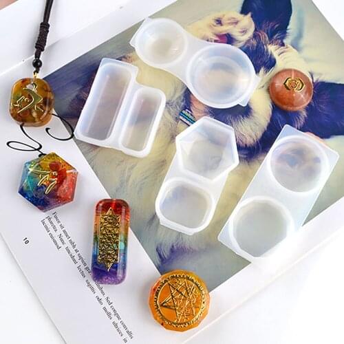 Faceted Orgonite Silicone Resin Mold Crystal Pendant Mold Stones Semicircle Hemisphere For DIY Handcraft Pendant Jewelry Tool