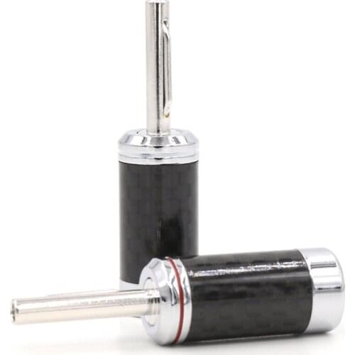 8Pcs BA1405 Rhodium Plated Carbon Fiber Speaker Cable Banana Terminal Connector