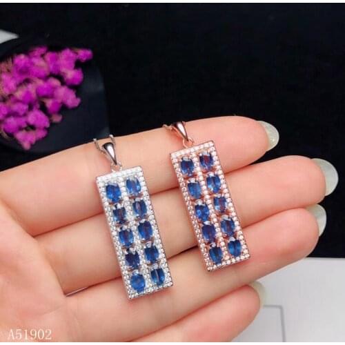 KJJEAXCMY boutique jewelry 925 sterling silver inlaid natural sapphire pendant necklace female models support detection