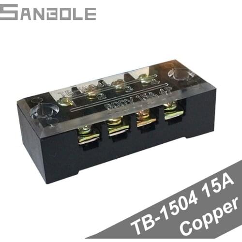 Terminal Block TB-1504 15A 4P Copper Connection Plate TB Series Fixed Type Connector Terminal Connect (10PCS)