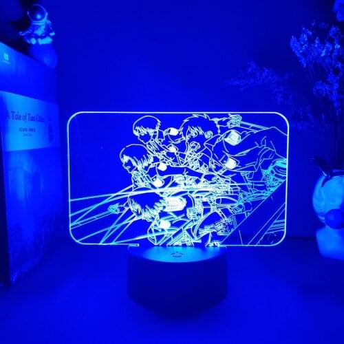 Japanese Anime Attack on Titan Figurines 3D Night Light Home Holiday Atmosphere Lighting Decoration USB Operated Desk LED Lamp
