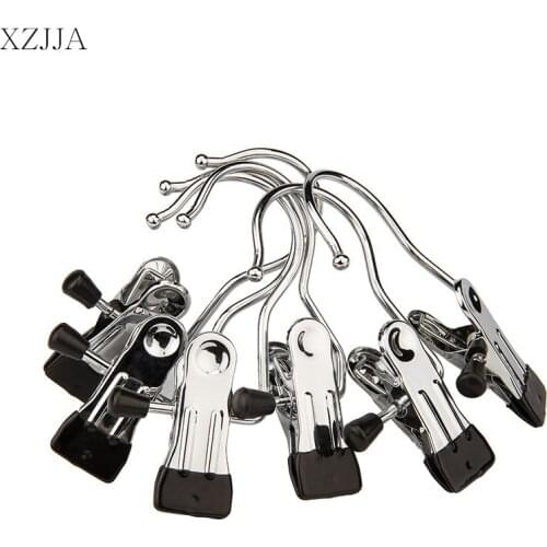 XZJJA 5PC Stainless Steel Clothes Hooks Peg Portable Hanging Clothes Rails Clips Clothespins Socks Underwear Shoes Drying Rack