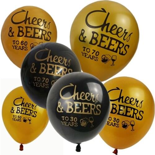 Gold/Black 30 40 50 60 70 Years Latex Balloon Happy Birthday Party Decorations Adult Balloons Cumpleanos Globos Balony