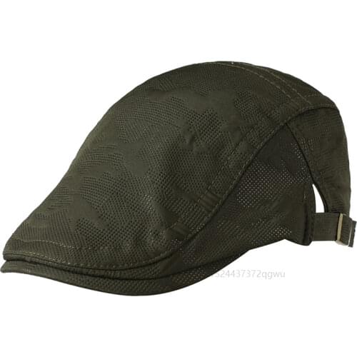 Summer Mesh Beret Hat For Men Women Solid Casual Ivy Flat Cap Cabbie Newsboy Style Gatsby Hat Adjustable Breathable Net Caps