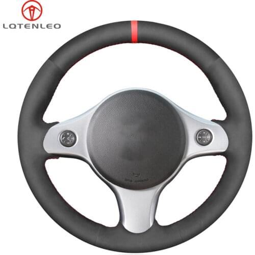 LQTENLEO Black Suede Hand-stitched Car Steering Wheel Cover For Alfa Romeo 159 2006 2007 2008 2009 2010 2011