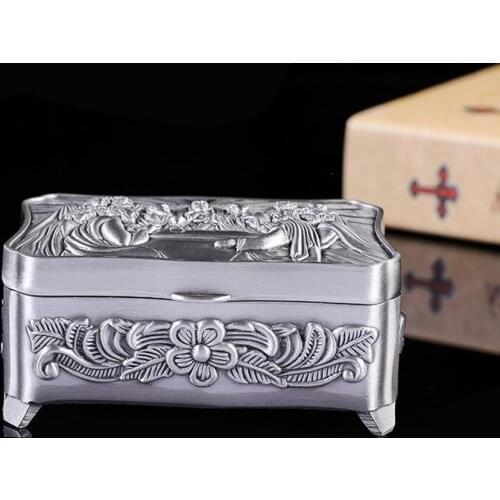 Metal Jewelry Box Small Trinket Jewelry Storage Box for Rings Earrings Necklace