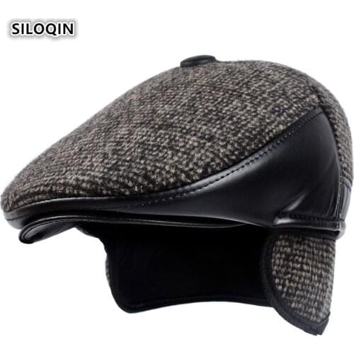 SILOQIN Autumn Winter New Style Trend Middle-aged Elderly Thicken Keep Warm Earmuffs Berets Simple Sports Tongue Cap Dad"s Hat