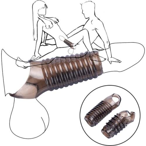 Male Delay Ejaculation Cock Sleeve Penis Ring Strap On Dildo G Spot Stimulator Dick Enlargement Extender Sex Toys For Men Condom