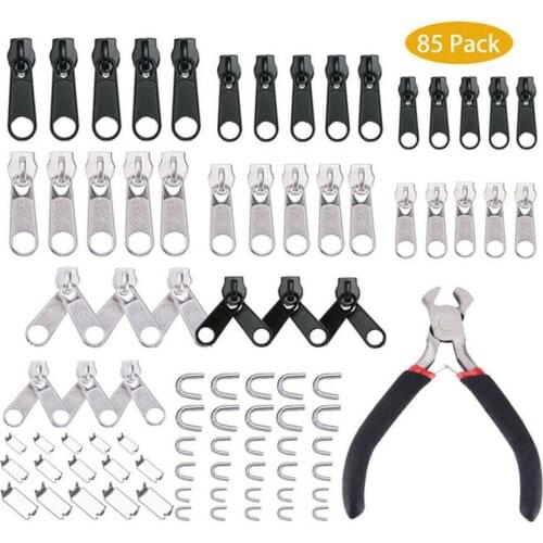 85 Pieces Zipper Replacement Zipper Repair Kit with Zipper Install Pliers Tools