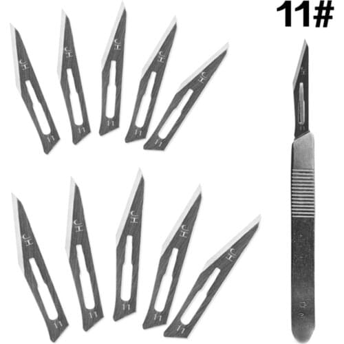 Stainless Steel 1 Scalpel Handle 10 Scalpel Blades Utility Blade 23 # 11