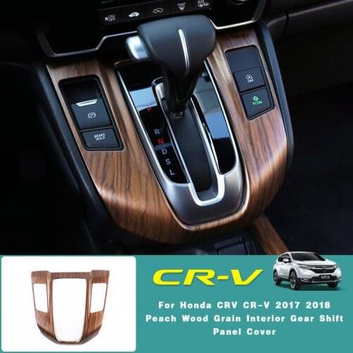 Newest For CRV 2017 1PC ABS Wood Chrome Car Gear Shift Knob Sticker Panel Frame Cover Trims Car Styling Interior Accessories