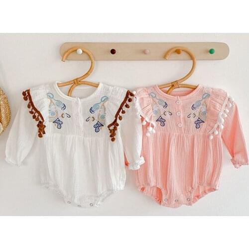 New Spring Autumn Infant Baby Girls Embroider Rompers Clothing Kids Girl Long Sleeve Rompers Clothes