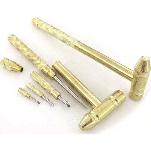New 6 in 1 Micro Mini Multifunction Multi Brass Hammer 3 kinds Screwdriver Bits Pocket DIY Tools