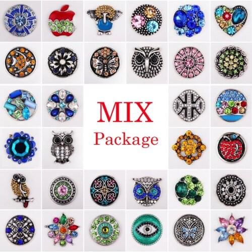 Wholesale Mix Sales 100pcs/bag Vintage Style Random 18mm Crystal Vocheng Snap Charms Button Ginger Snaps Jewelry Vn-904