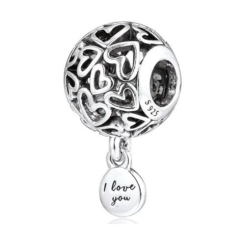 Fits for Pandora Beads Bracelets 100% 925 Sterling Silver Jewelry Openwork Hearts Charms Free Shipping