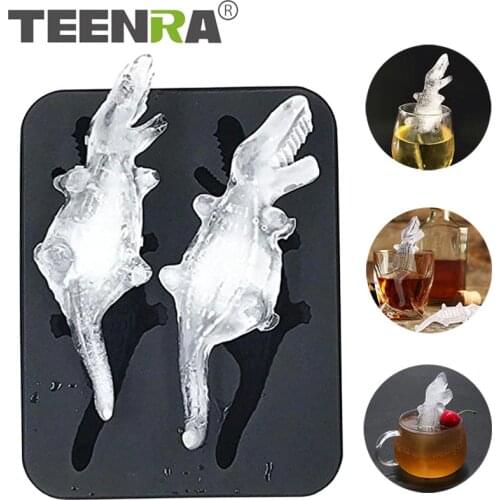 TEENRA 1Pcs 3D Crocodile Ice Cube Tray Silicone Ice Mold With Cover 2 Holes Silicone Ice Cube Maker Chocolate Mold Kitchen Tools