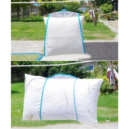 Folding Breathable Pillow Drying Nets Balcony Windows Hanging Net Rack Drying Clothes Cushion Hanger Bag