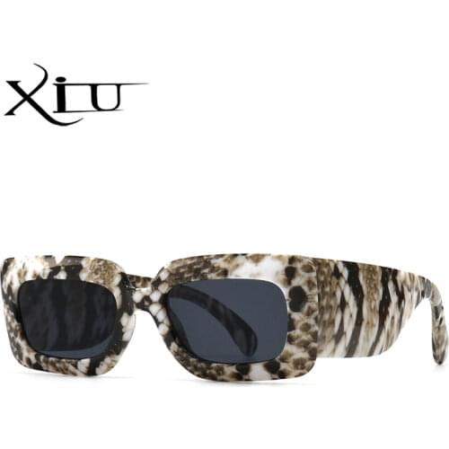 XIU snakeskin pattern ladies sunglasses retro women thick fashion sun glasses female green black uv400 ladies accessories