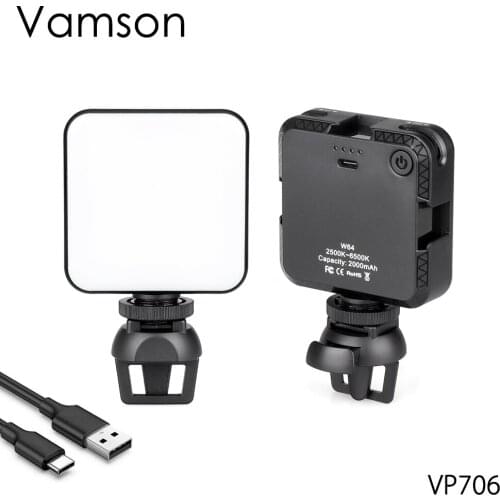 Vamson for Videoconferencing Telework Live Broadcast Adjustable LED Zoom Lighting Lamp Kit for Laptop Tablet Mobile Phone VP706A