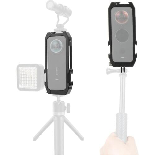 Aluminum Alloy Protective Case Housing Cage with Cold Shoe Adaptor Mout Holder Accessories for Insta 360 ONE X2 Action Cameras