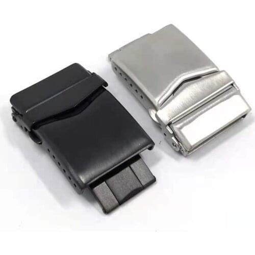 316L Stainless Steel Watch Clasp 22mm Folding Buckle Metal Double Press Clasp Watch Repair Accessories Silver Black