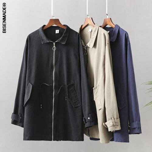 Spring 2021 Women Trench Coat Oversize Fashion Clothes Female Outerwear Stand Collar Washed Cotton Drawstring Chaqueta De Mujere