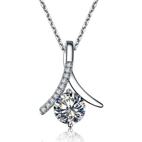1Ct 6.5mm G-H Moissanite Diamond Pendant Romance Jewelry TEST POSITIVE Solid 925 Sterling Silver Promise Female Necklace