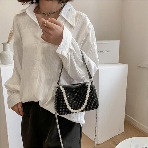 Korean Style Bag Lady New Trendy Bright Diamond Underarm Bag Texture Single Shoulder Messenger WomenS Bag Casual Small Handbag
