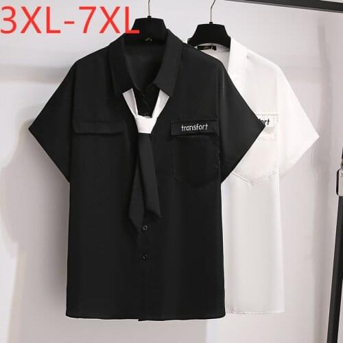 New 2021 Ladies Summer Plus Size Tops For Women Large Blouse Short Sleeve Loose Casual White Pocket Shirt 3XL 4XL 5XL 6XL 7XL