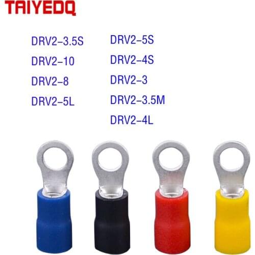 10Pcs/Pack Ring Insulated Wire Connector Electrical Crimp Terminal DRV2-3 DRV2-8 DRV2-10 Cable Wire Connector
