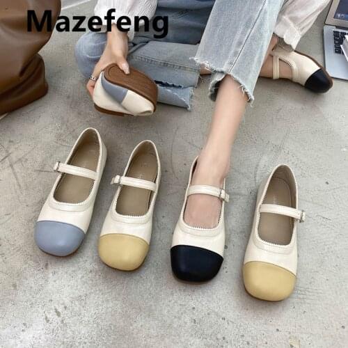 2021 New Arrival Japanese Style Vintage Buckle Mary Janes Shoes WomenS Shallow Mouth Casual Student Leather Shoes Thick Bottom