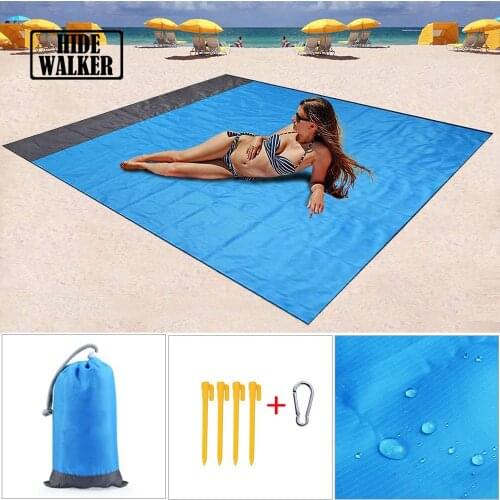 210*200 Oversized Beach Mat Sand Free Blanket Pocket Blanket Picnic Camping Waterproof Windproof Mat With Nail