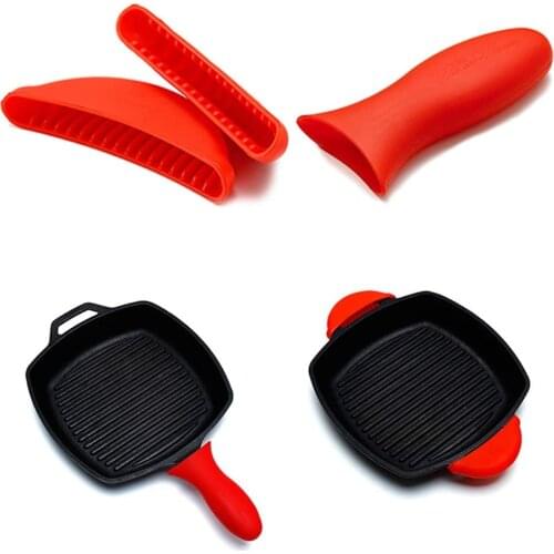 3Pcs/Set Silicone Hot Handle Holder Non-Slip Heat-resistant Lodge Pot Sleeve Ashh Cover Cookware Parts Kichen Accessories