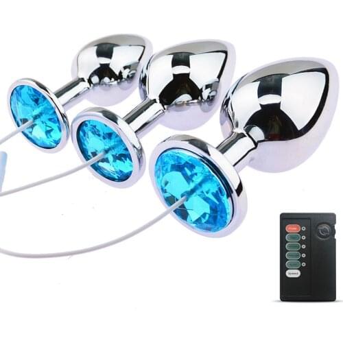3pcs Set Electric Shock Anal Plug Ball Metal Anal Expander Butt Plug Anal Dildo Electric Shock Accessories Sex Toy For Man Woman