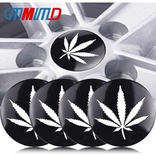 4pcs 56mm Hemp Leaf Emblem Car Tire Wheel Center Rim Hub Caps Covers Stickers For Opel FIAT Chevrolet Ford Mazda Renault Honda