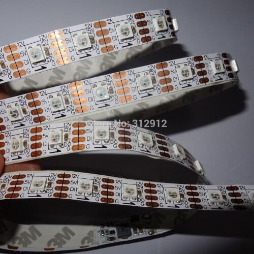 5m/roll DC12V WS2812B addressable pixel strip,non-waterproof,60pcs WS2812B/M with 60pixels;57.6W;white pcb;4pin