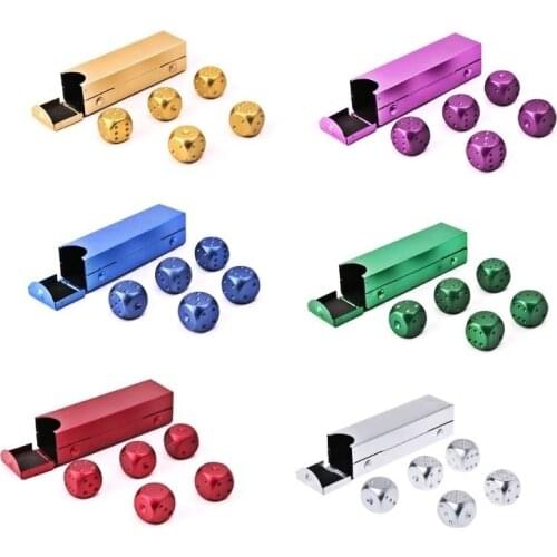 5Pcs 16mm Aluminium Alloy Dice Polyhedral Metal Solid Portable Dice Dominoes 6 Sided Dice Poker Party Entertainment Tools