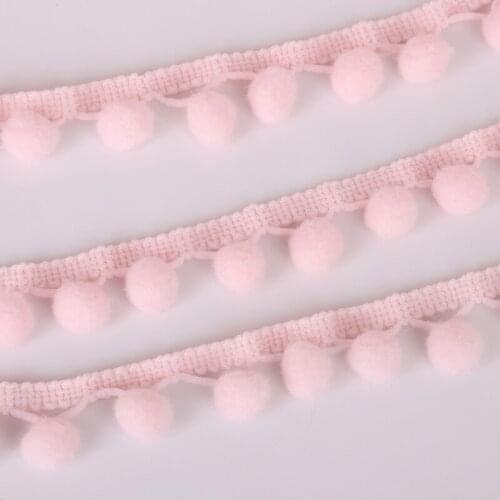 5yd/lot 10/20mm MINI Pink Pompom Trim Ball Fringe Ribbon Handmade Material DIY Sewing Wedding Craft Decoration